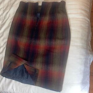 Vintage 1970s Norton McNaughton Multicolored Plaid Wool Midi Pencil Skirt